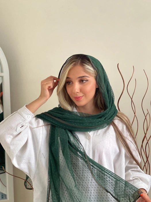 IMG_5634 شال تور خال خالی سبز